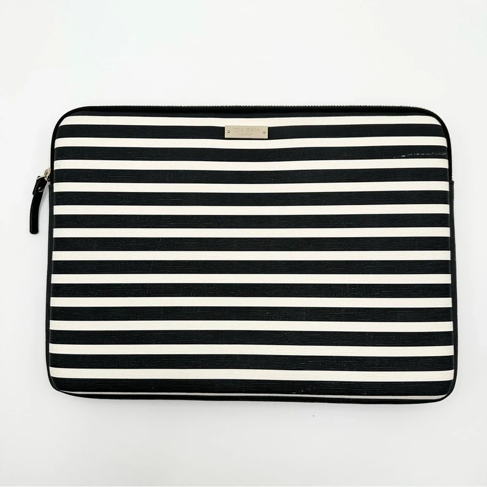 Kate Spade Striped Black & White Laptop Case
